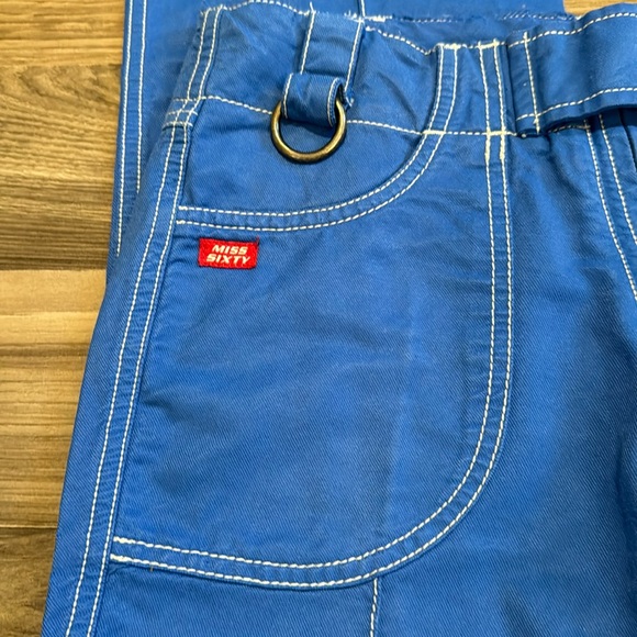 Miss Sixty Wide Leg Blue Stitching Details Zip Up Vintage Pants Waist 28” - Picture 3 of 14